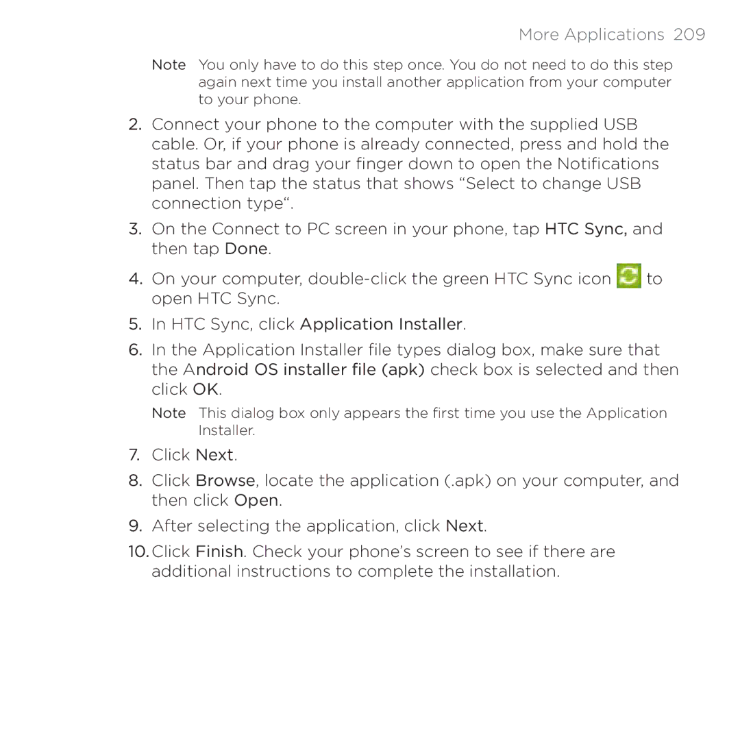 HTC 200 manual More Applications  